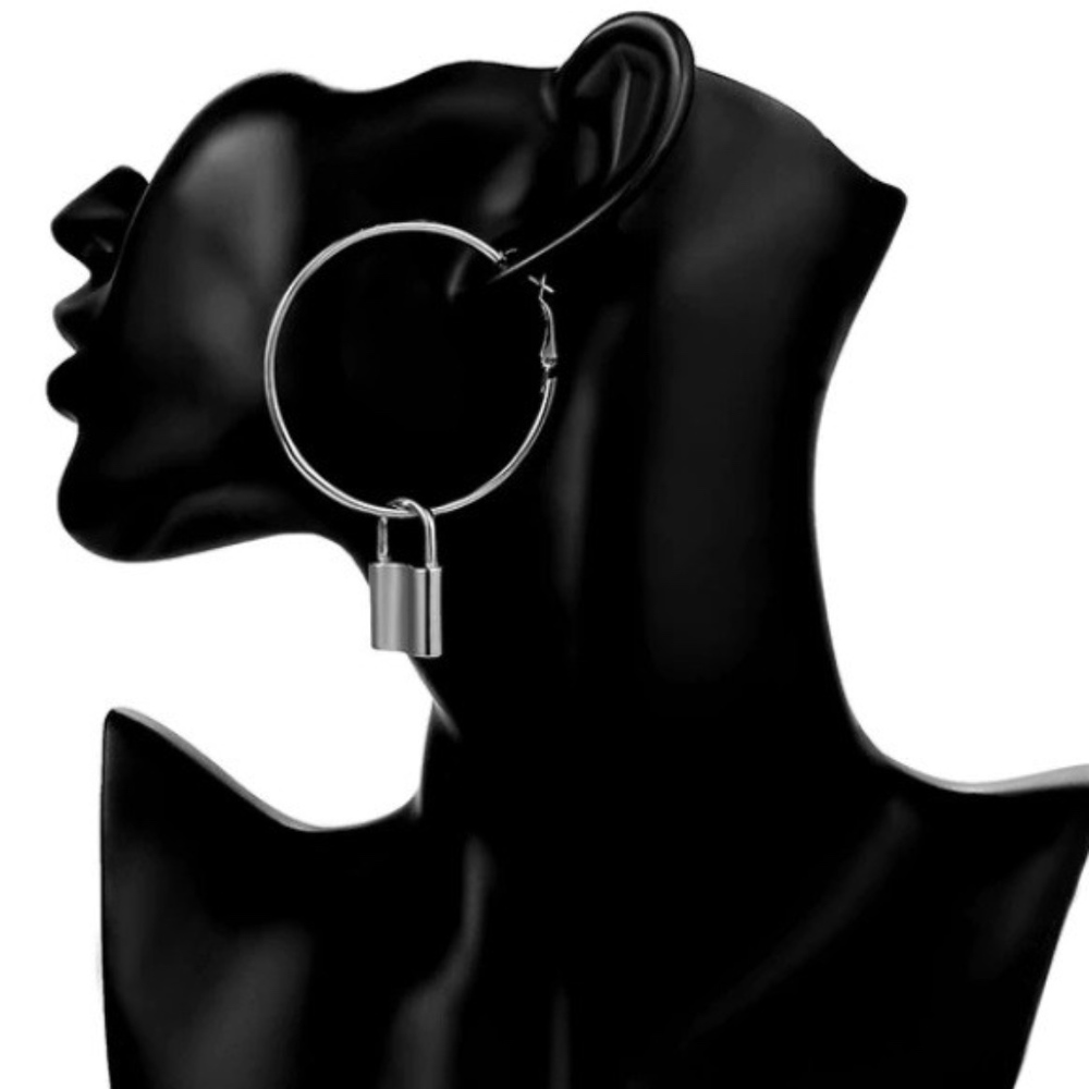 Lock 🔒 Hoop Earrings - Picture 3 of 6